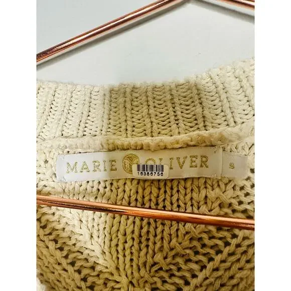 MARIE OLIVER Bridget Knit Bauble Detail Gathered Sleeves 100% Cotton Sweater S - Picture 13 of 14